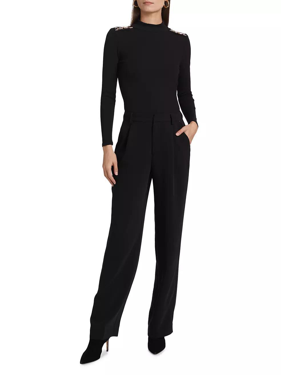 Alianna Rib-Knit Mock-Turtleneck Top Product Image