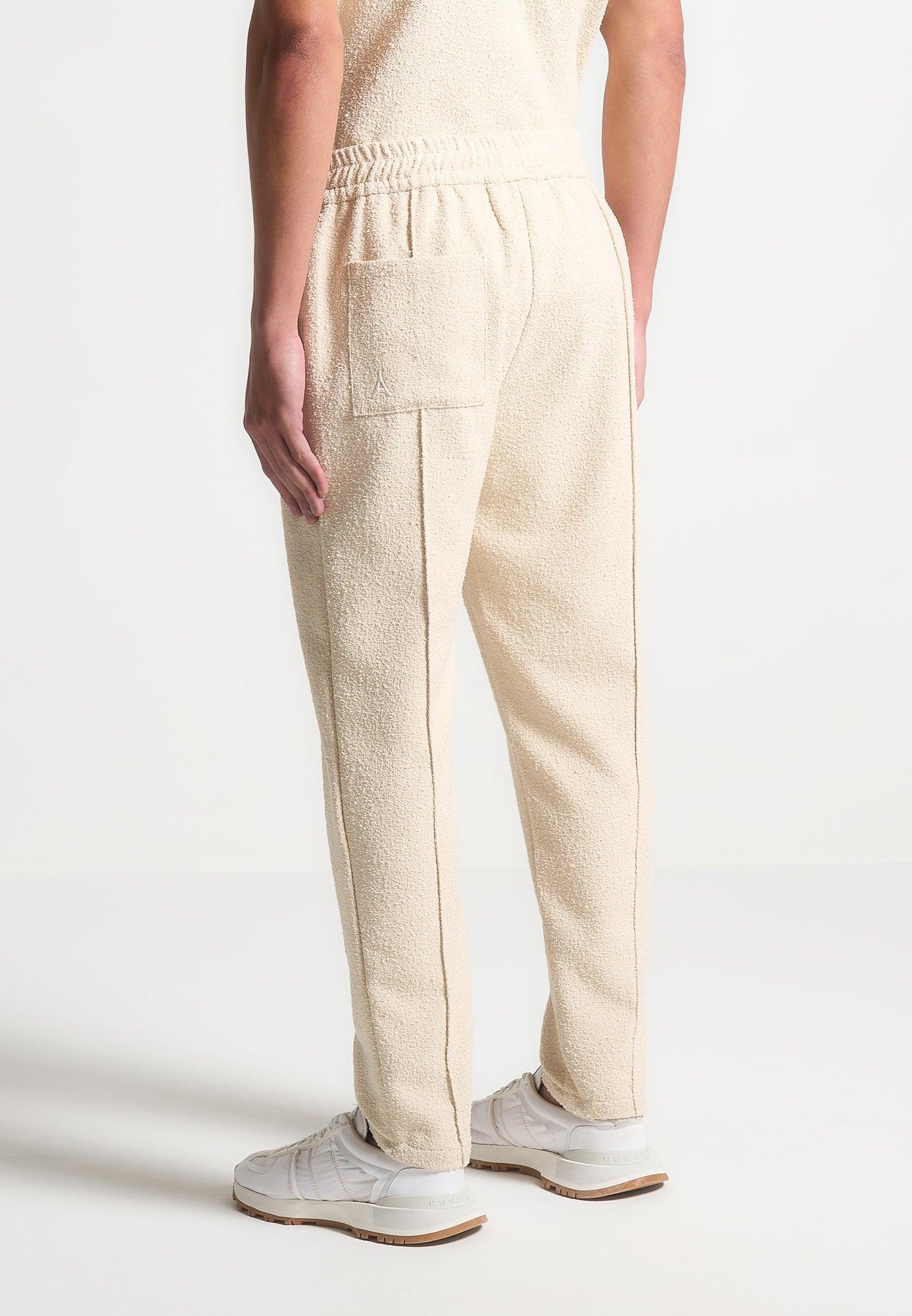 Boucle Pintuck Tapered Trousers - Beige Male Product Image