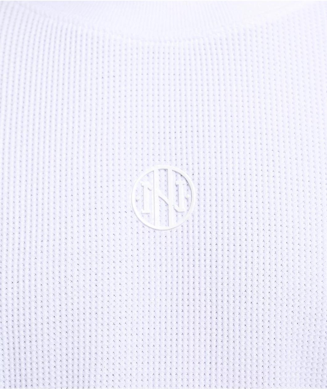 Ninth Hall Fundamentals White Boxy Thermal Long Sleeve T-Shirt Product Image