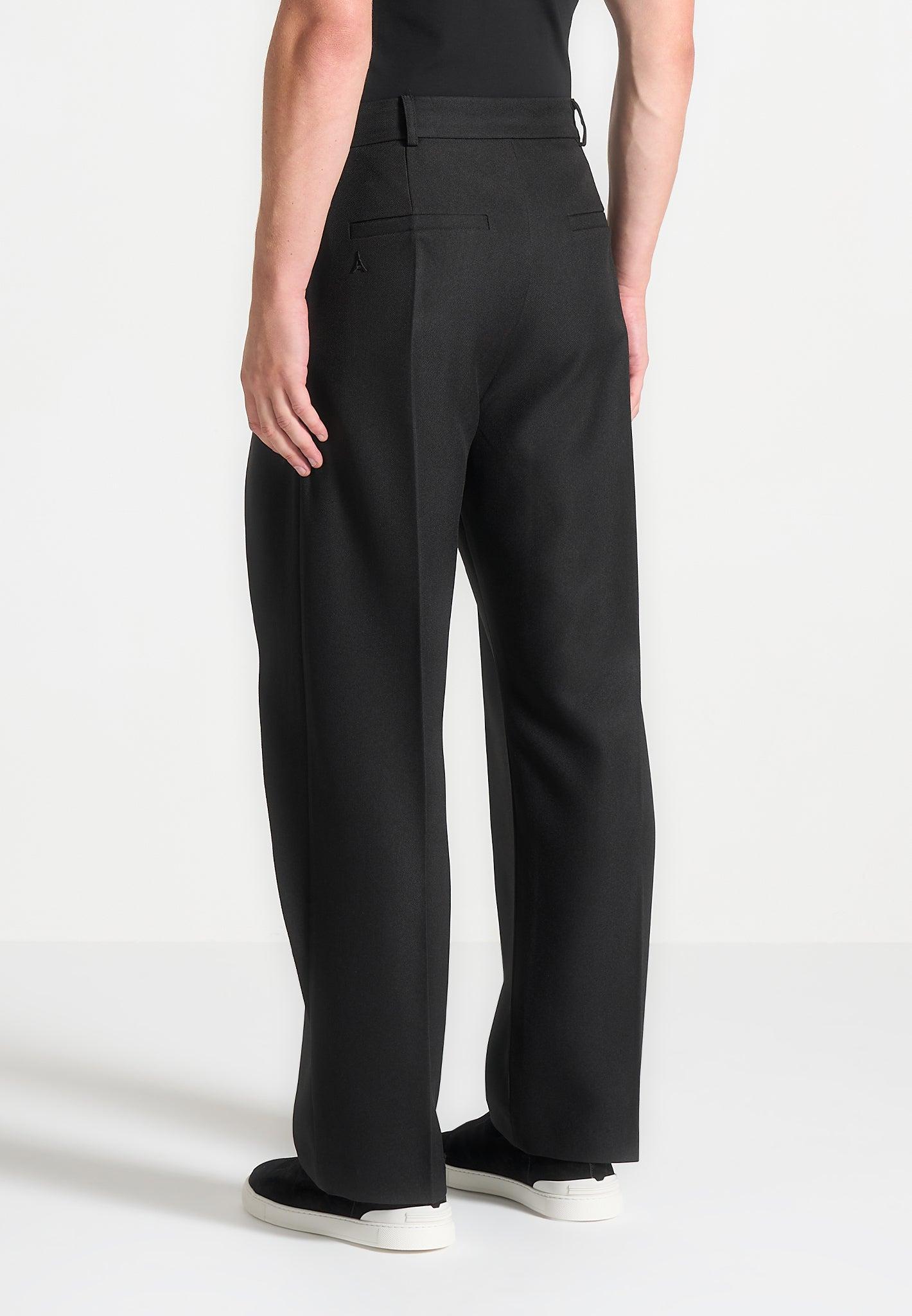 Charles - Relaxed Fit Wrap Leg Tailored Trousers - Black Male Product Image