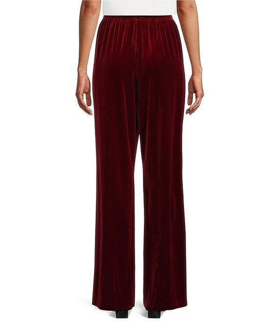 Caroline Rose Stretch Velvet Knit Elasticized Waist Flare Leg Pull-On Pants Product Image