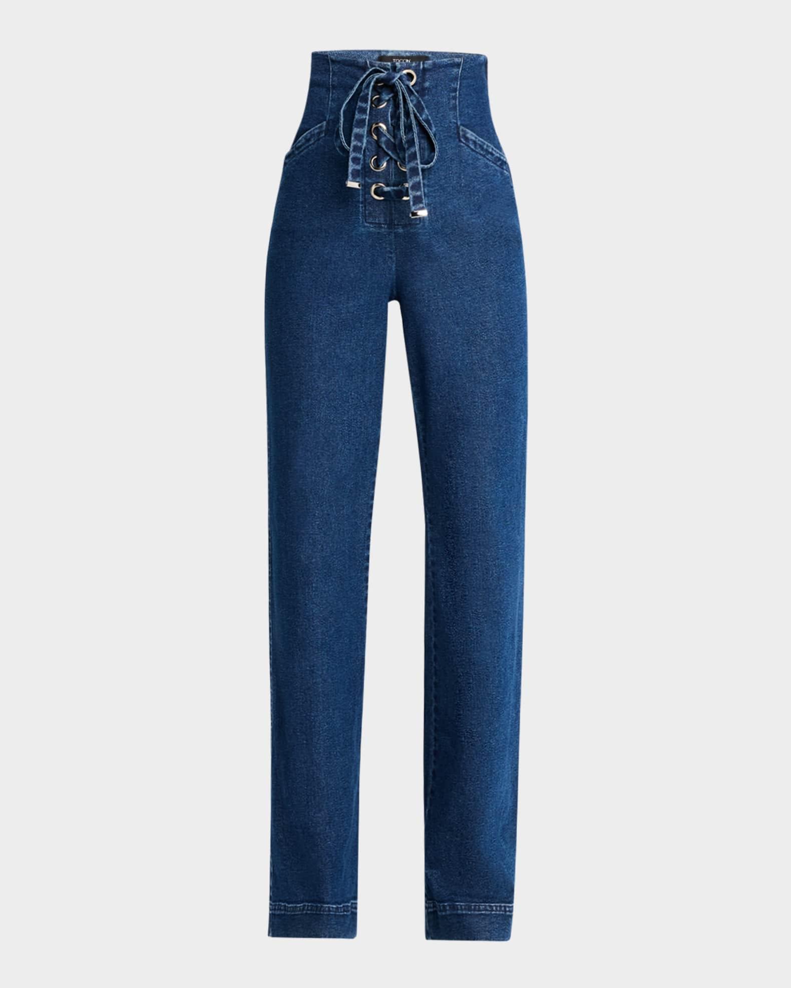 Birkin Denim Laced-Up Flare Pants Product Image