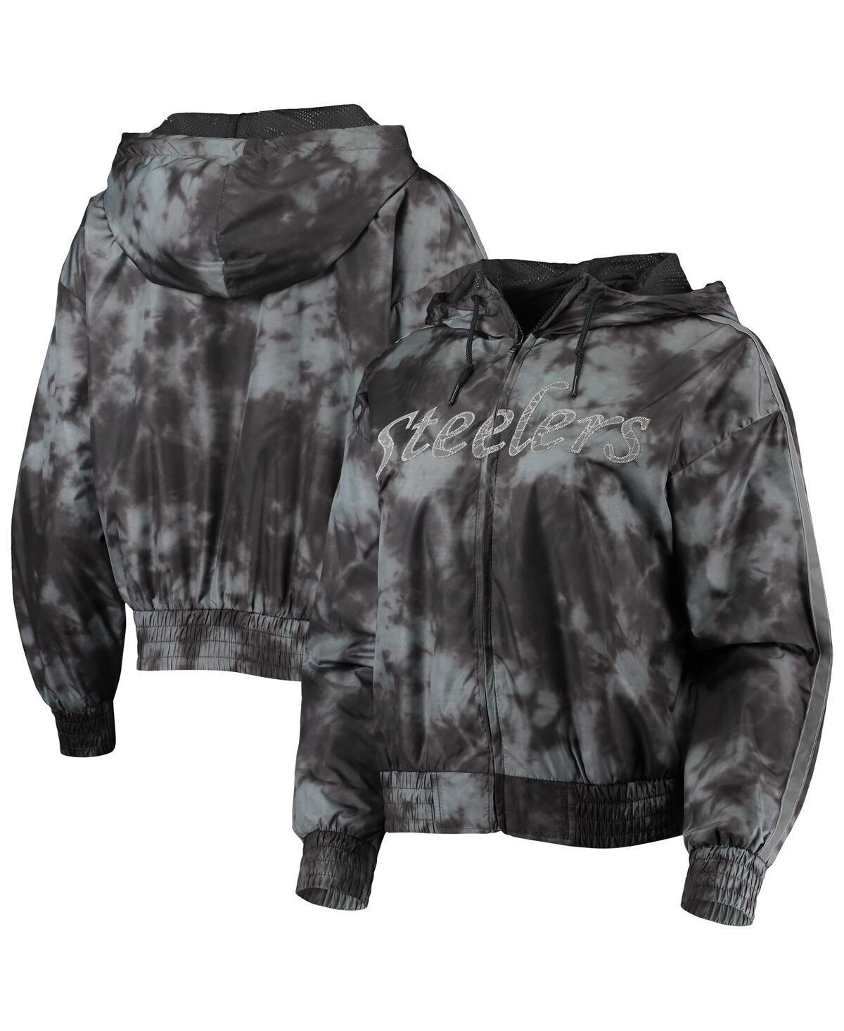 Women's Mitchell & Ness Black Pittsburgh Steelers Galaxy Full-Zip Windbreaker Hoodie Jacket, Size: XS Product Image
