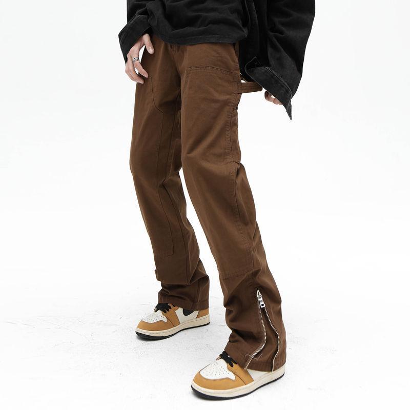 Men's High Street Brown Casual Retro Flared Jeans Product Image