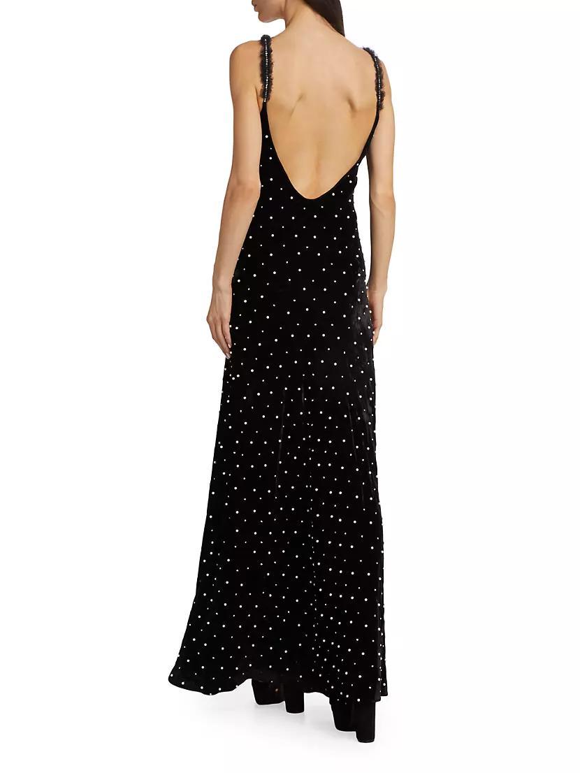 Aspen Rhinestone & Imitation Pearl Velvet Maxi Dress Product Image