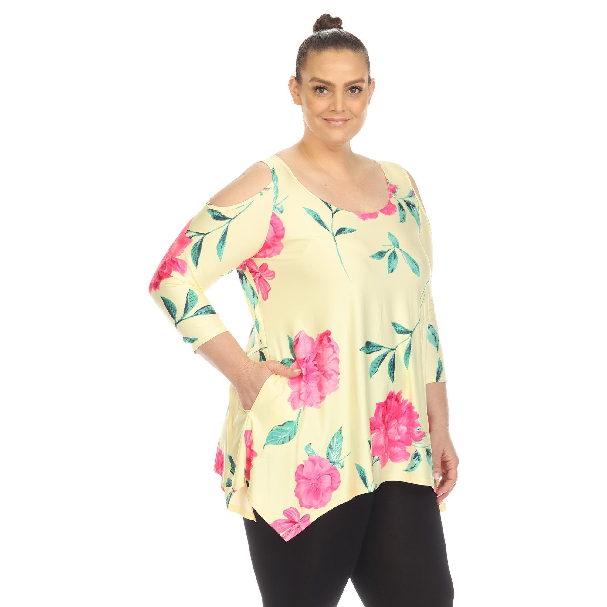 Floral Printed Cold Shoulder Tunic - Plus Product Image