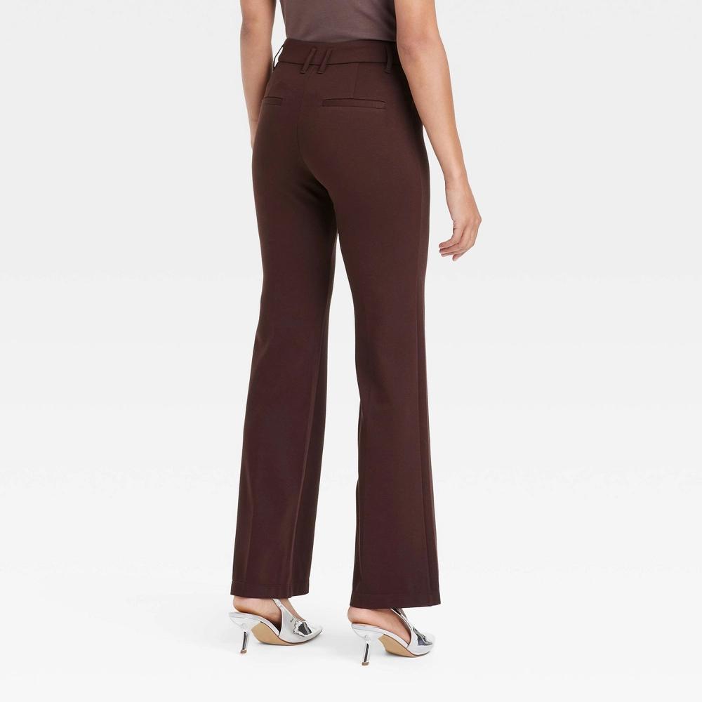 Womens High-Rise Flare Ponte Trousers - A New Day Brown 2 Product Image