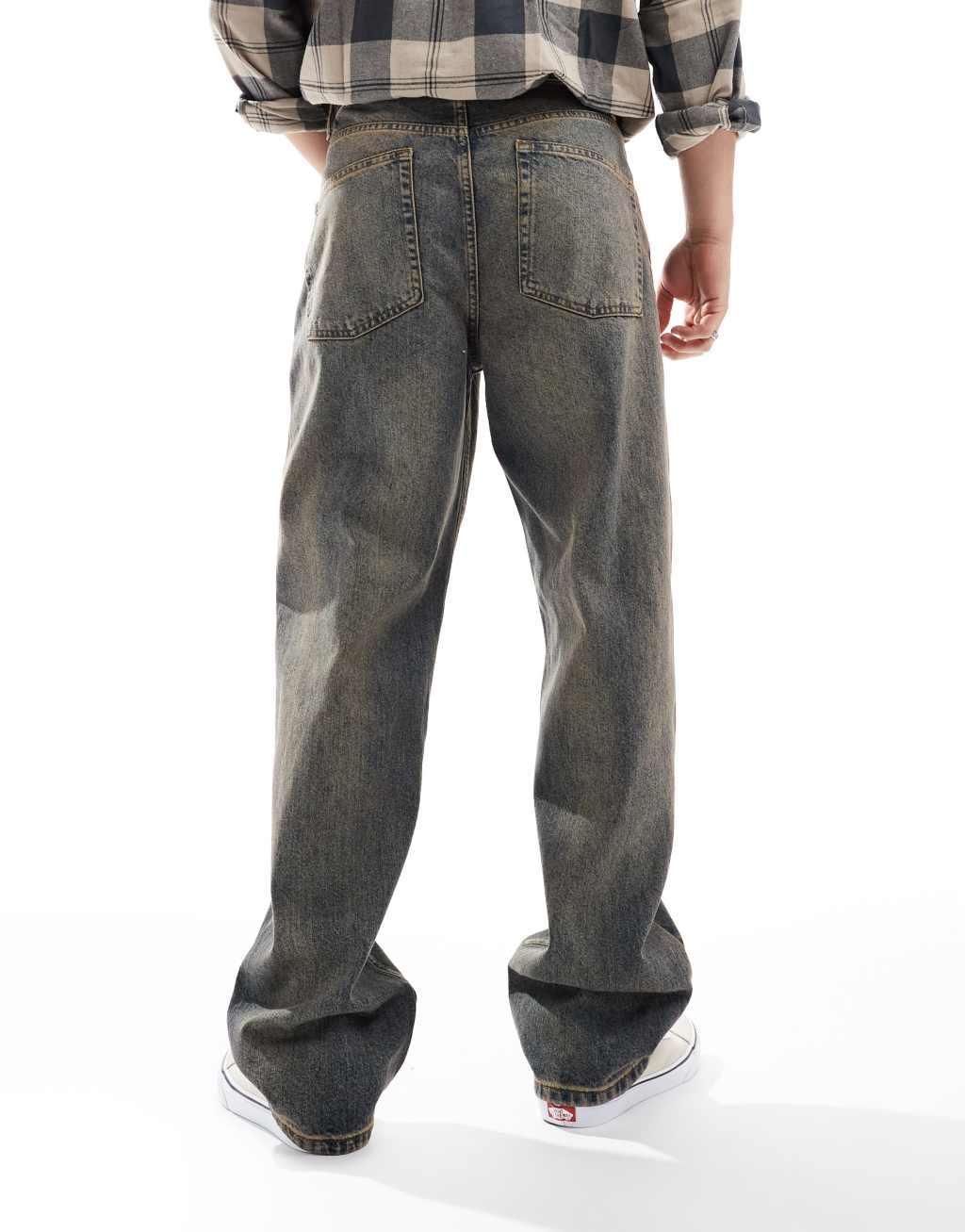 ASOS DESIGN baggy jeans in dark wash with tint Product Image