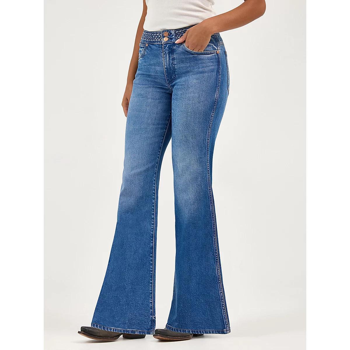 Women's Braided Flare Jean in Soft Sapphire Product Image