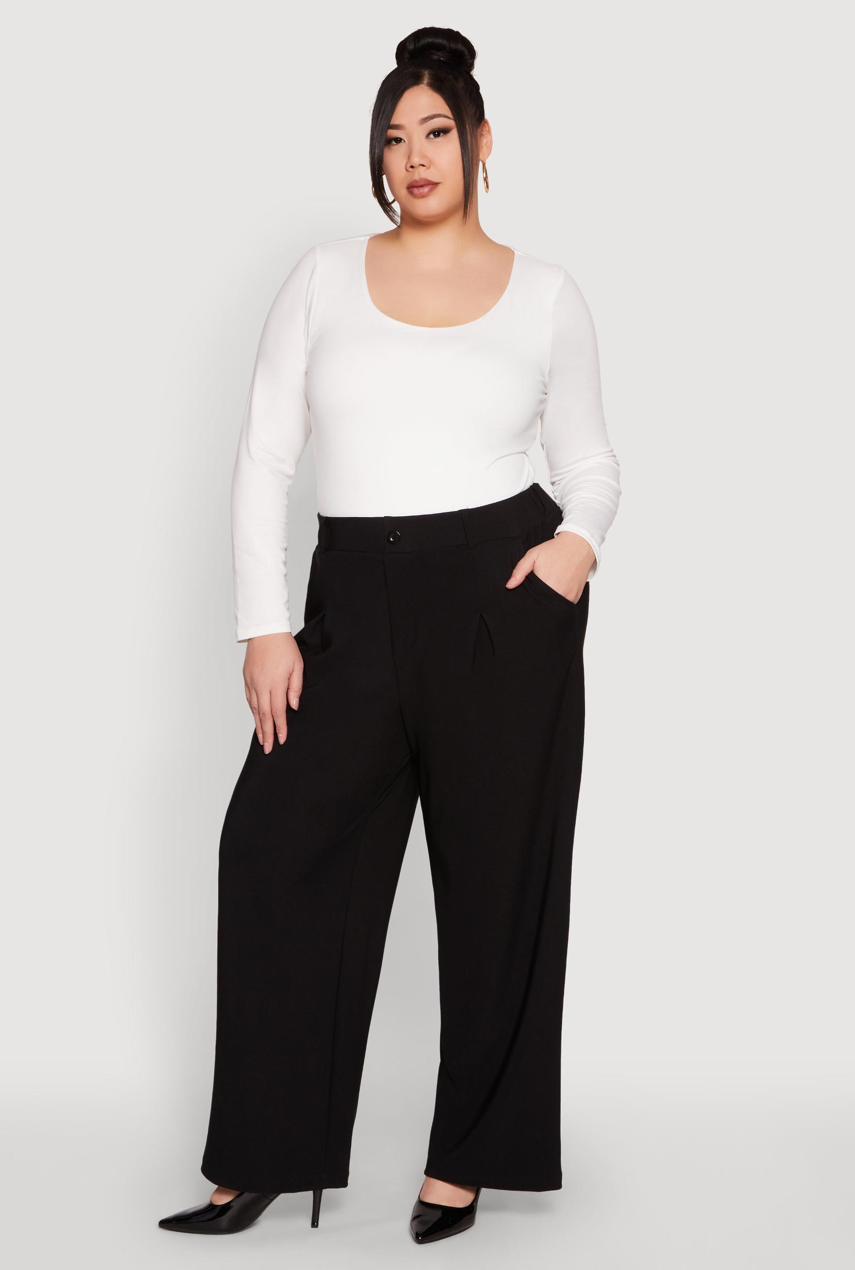 Womens Plus Size High Waist Wide Leg Trousers Product Image
