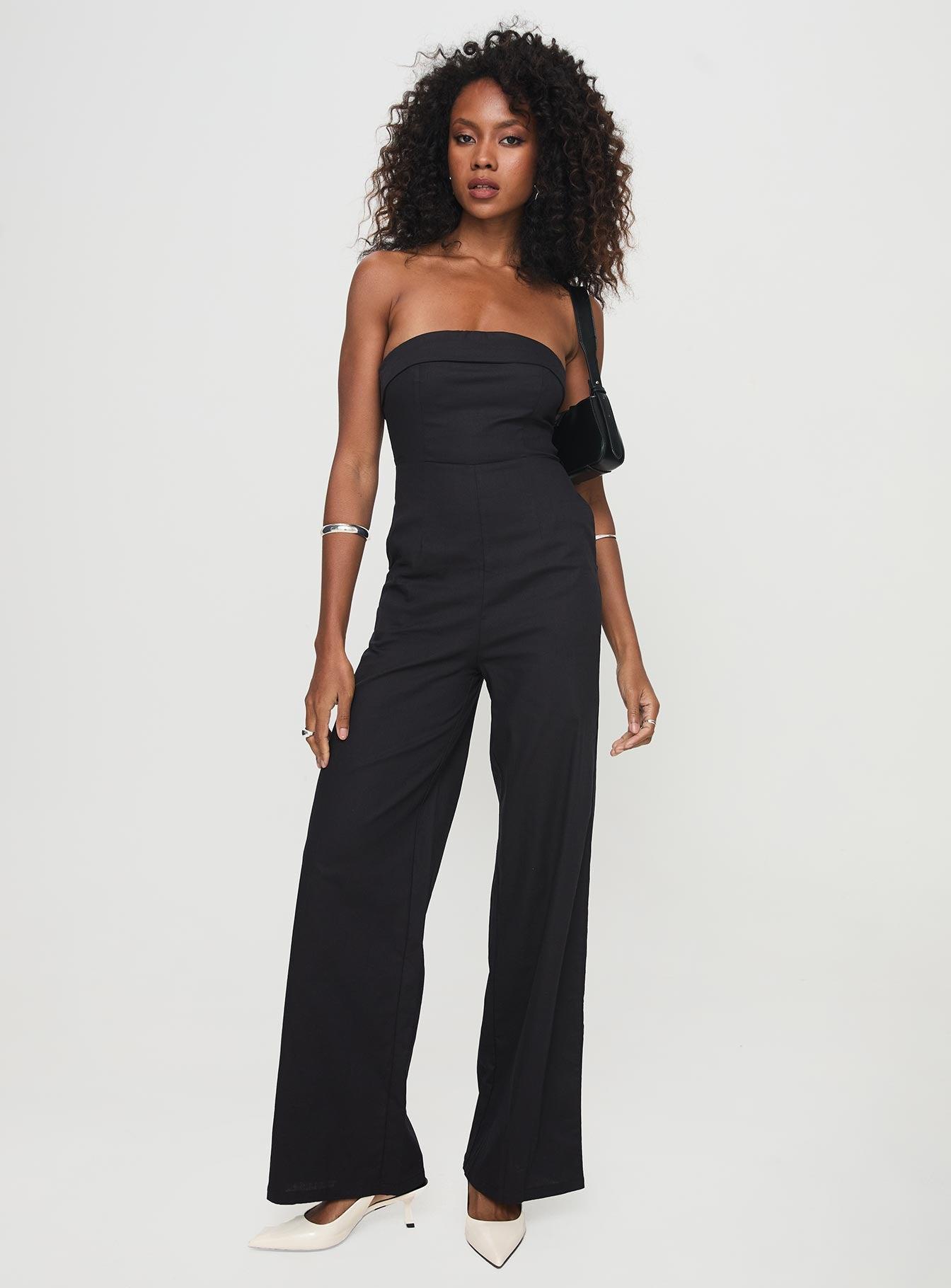Luster Strapless Jumpsuit Black Product Image