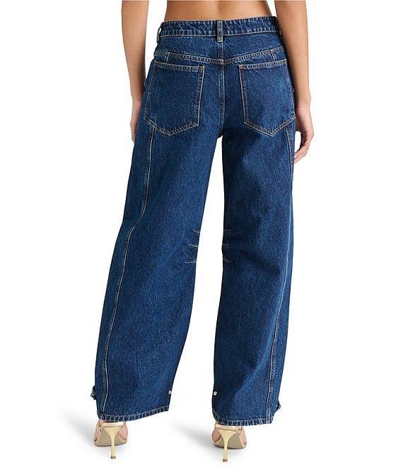 Steve Madden Tre Denim Mid-Rise Wide Leg Adjustable Ankle Strap Jeans Product Image