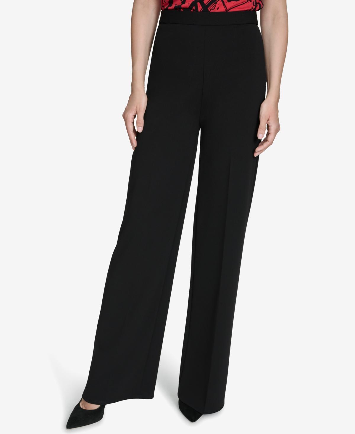 Halston Womens Easy Mid-Rise Pull-On Wide-Leg Pants Product Image