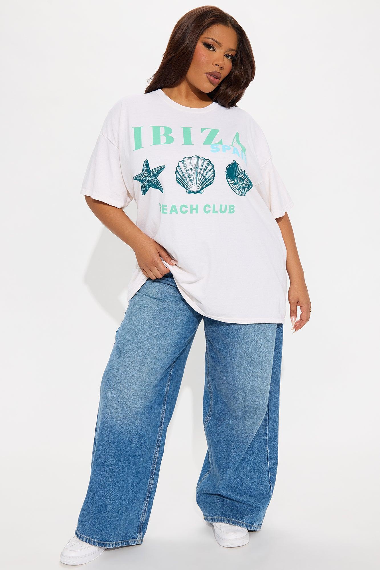 Ibiza Club Washed Oversized Tee - White Product Image