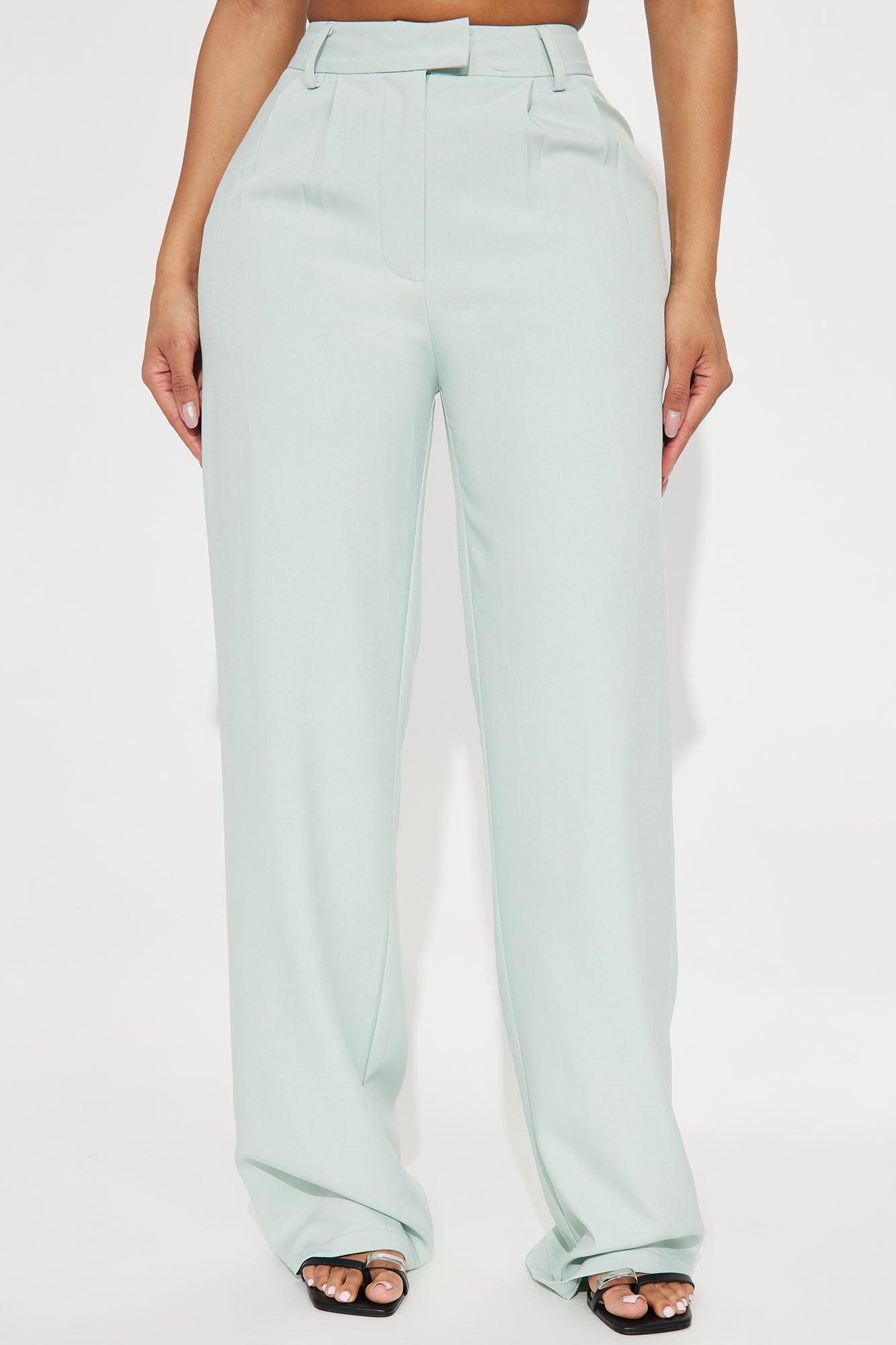 The Kourtney Wide Leg Trouser Pant - Mint Product Image