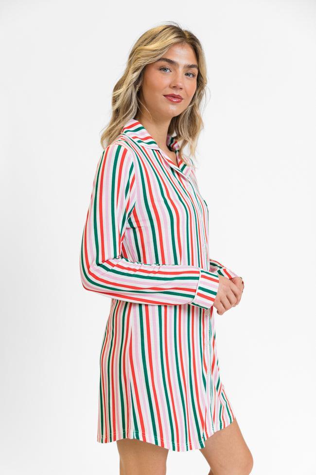 Sleep Tight In Christmas Stripes Pajama Dress FINAL SALE Product Image