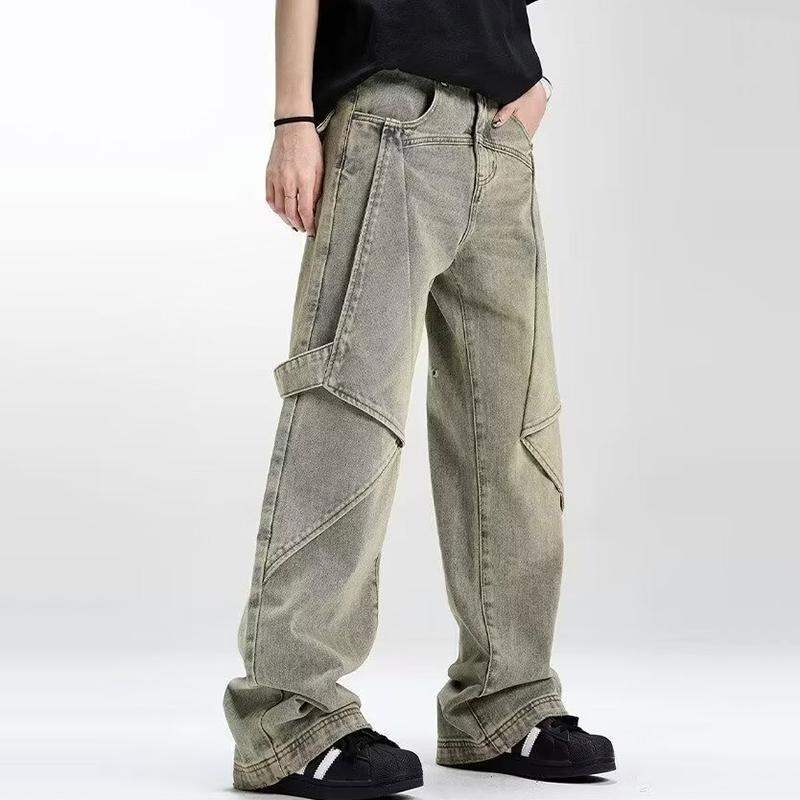 Sopula Men's Patchwork High Street Vintage Washed Jeans Product Image