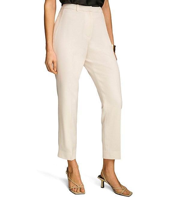 Donna Karan Ponte Pleated Slim Leg Faux Pocket Pants Product Image
