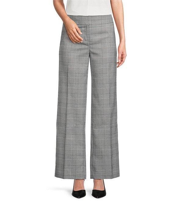 Kasper Plaid Flat Front Mid Rise Wide Leg Pants Product Image