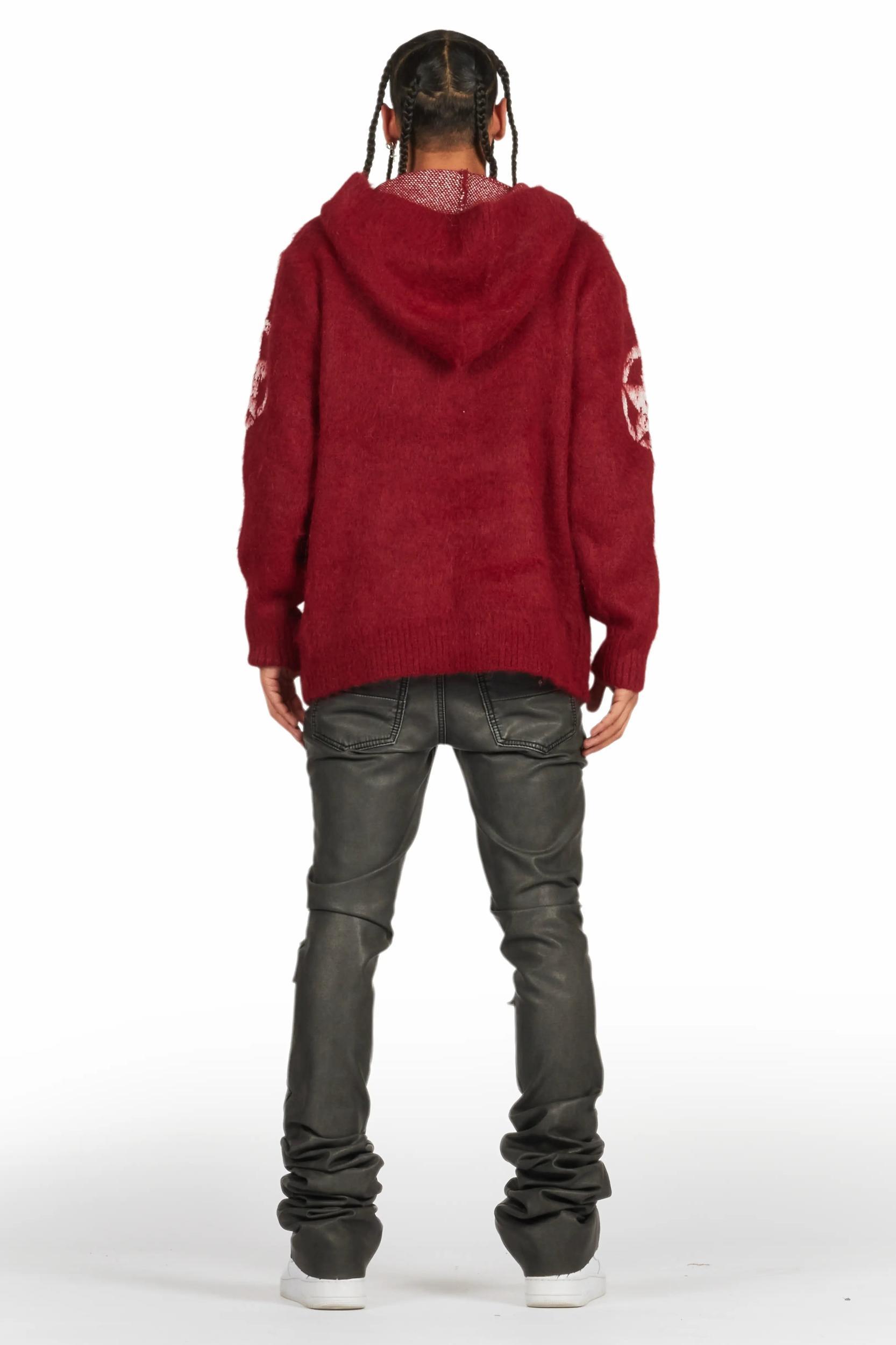 Petrus Black PU Stacked Flare Leather Jean Male Product Image
