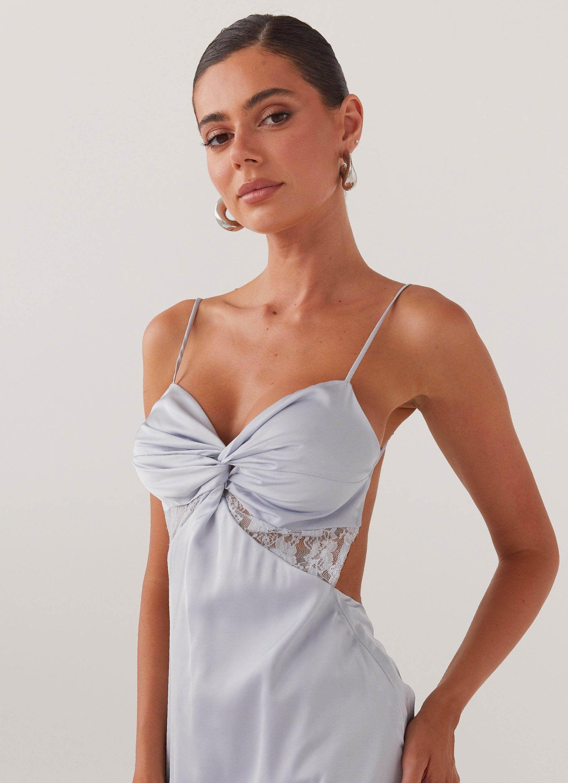 Ayla Satin Mini Dress - Arctic Blue Product Image
