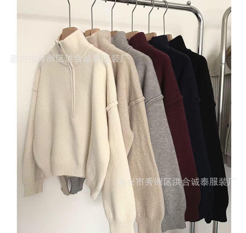 Half-Zip Plain Sweater Product Image