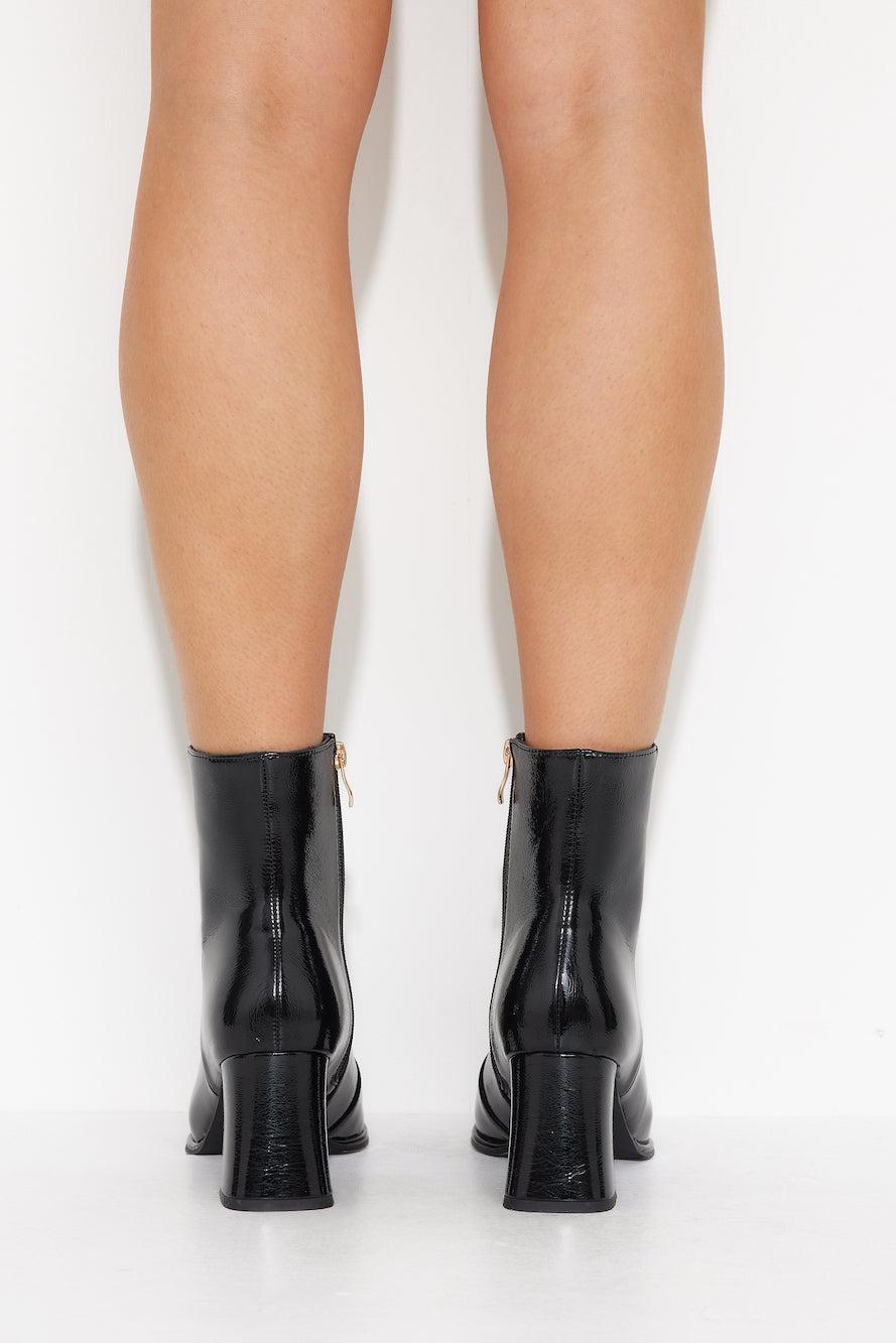 Caden Ankle Boots Black Crinkle Patent Product Image