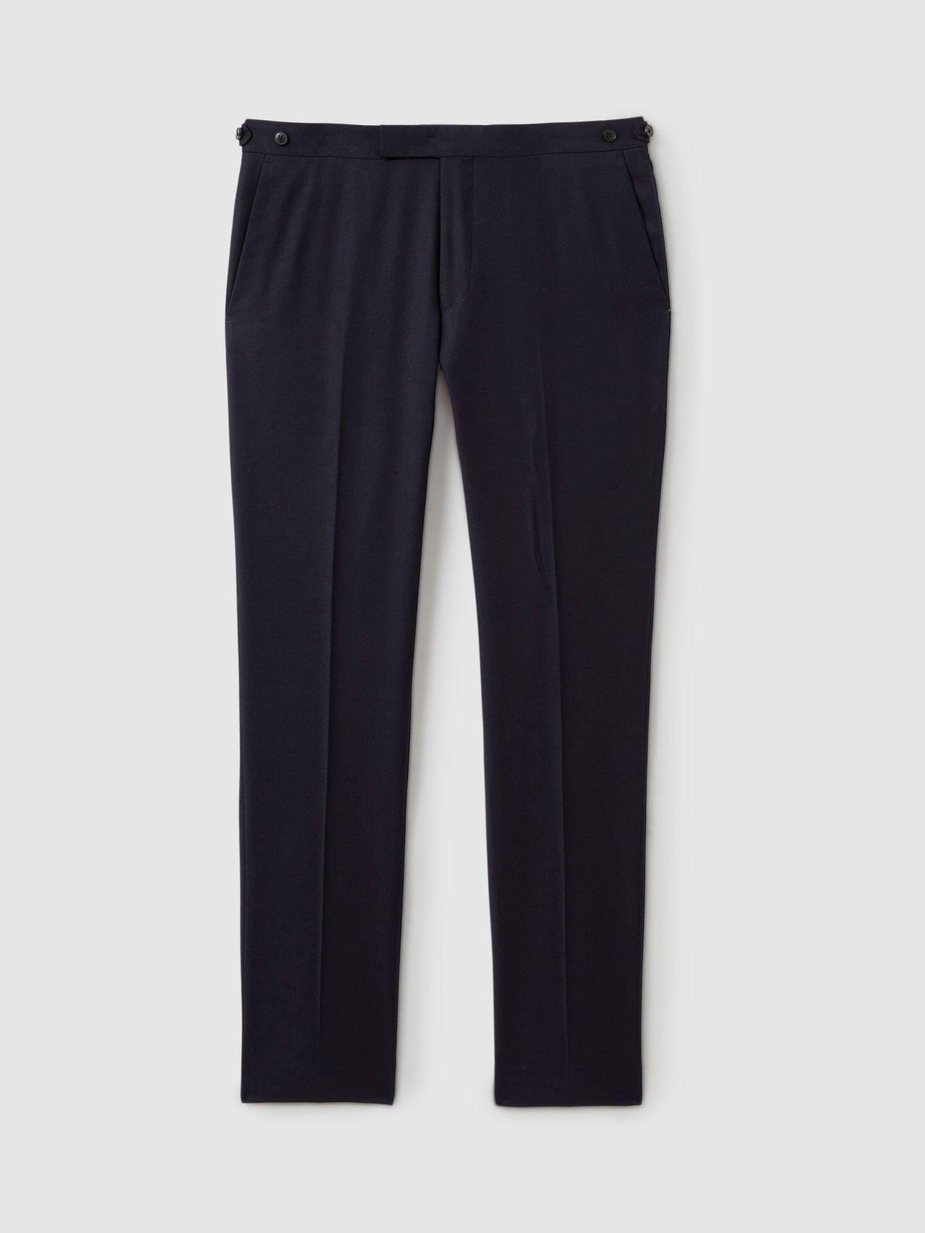 Wool-Blend Flannel Suit Trousers in Navy Product Image