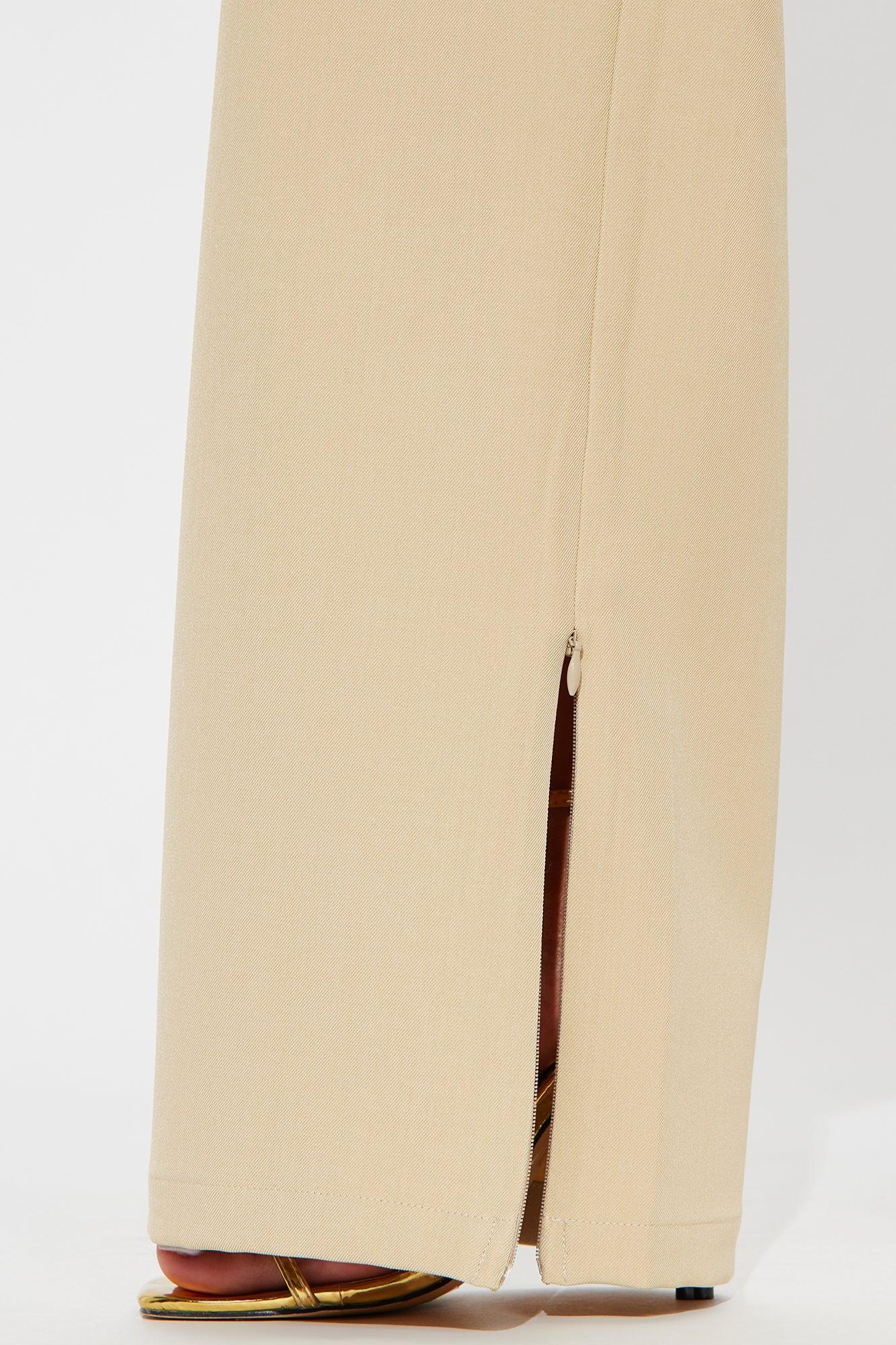 Camryn Wide Leg Trouser Pant - Khaki Product Image