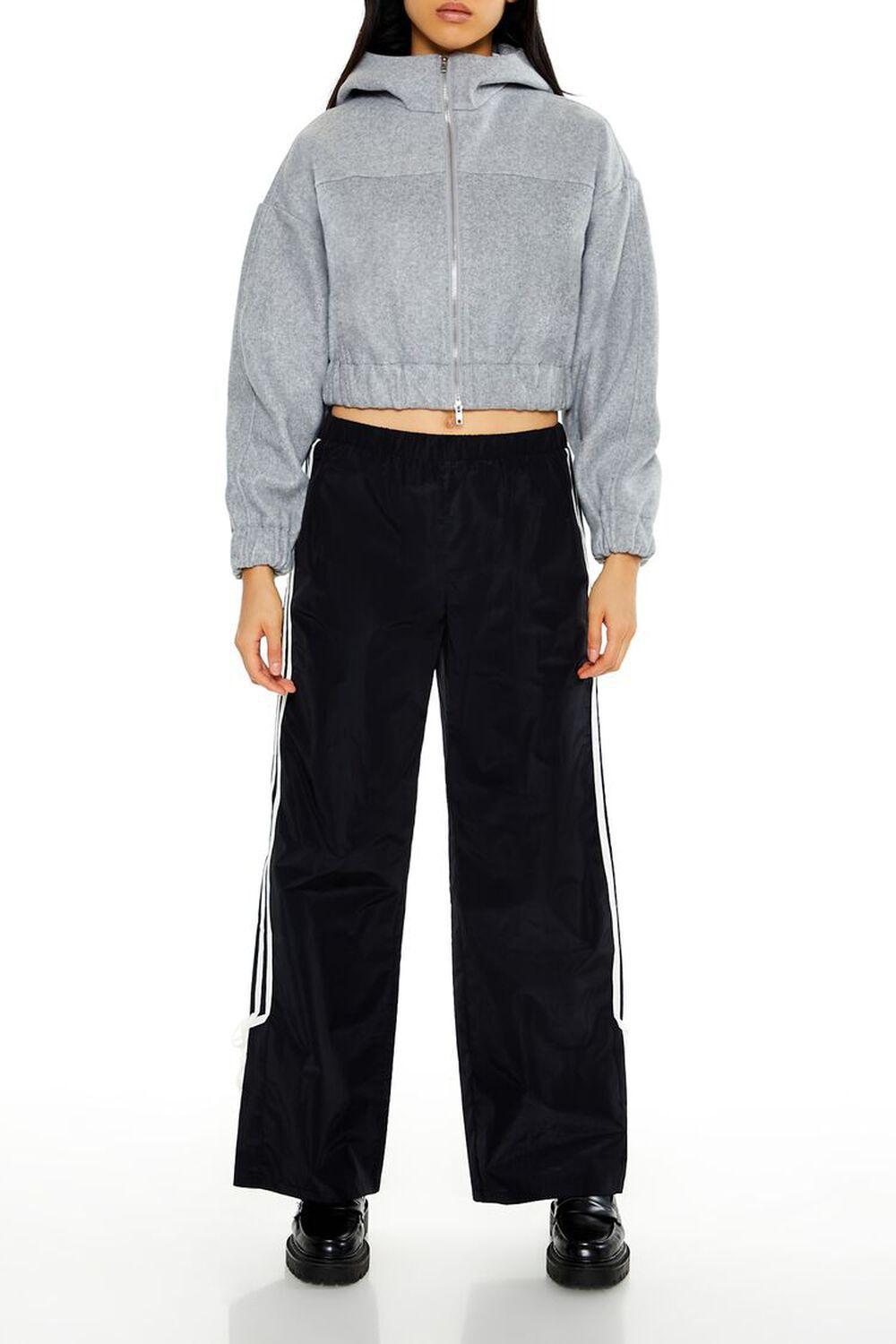 Cropped Funnel-Neck Zip-Up Hoodie | Forever 21 Product Image
