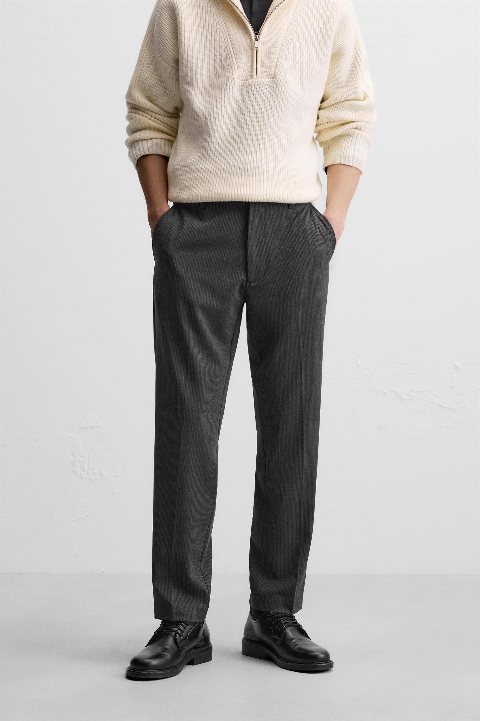 STRIPED STRAIGHT FIT PANTS Product Image