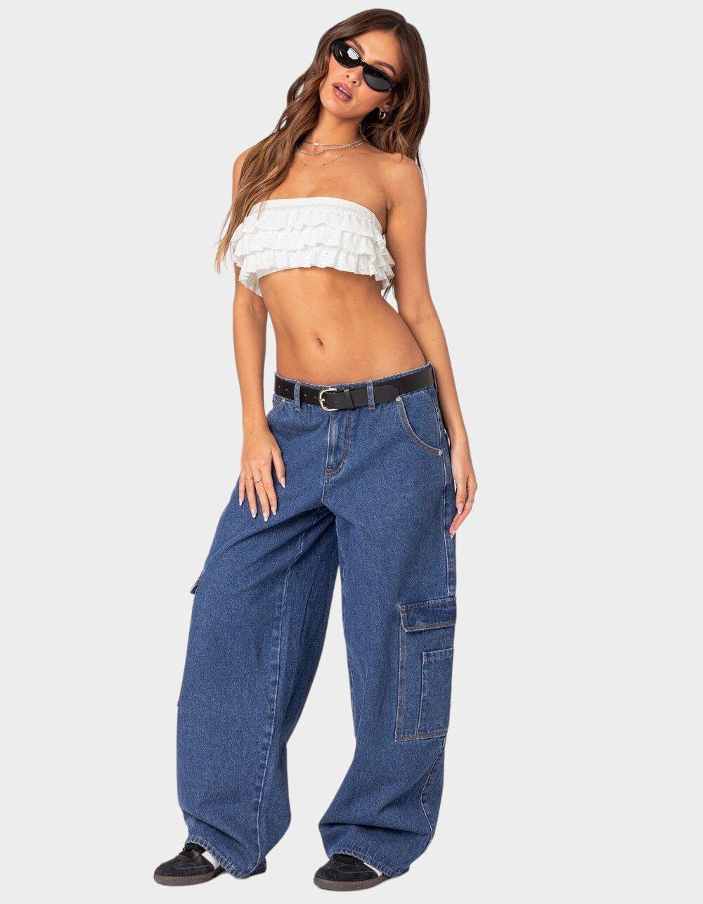 EDIKTED Super Oversized Belted Boyfriend Jeans Product Image
