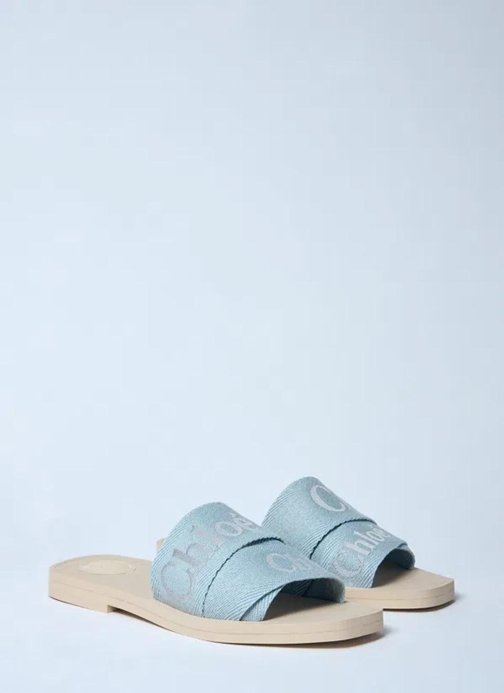 CHLOÉ Logo-print Slides In Blue Product Image