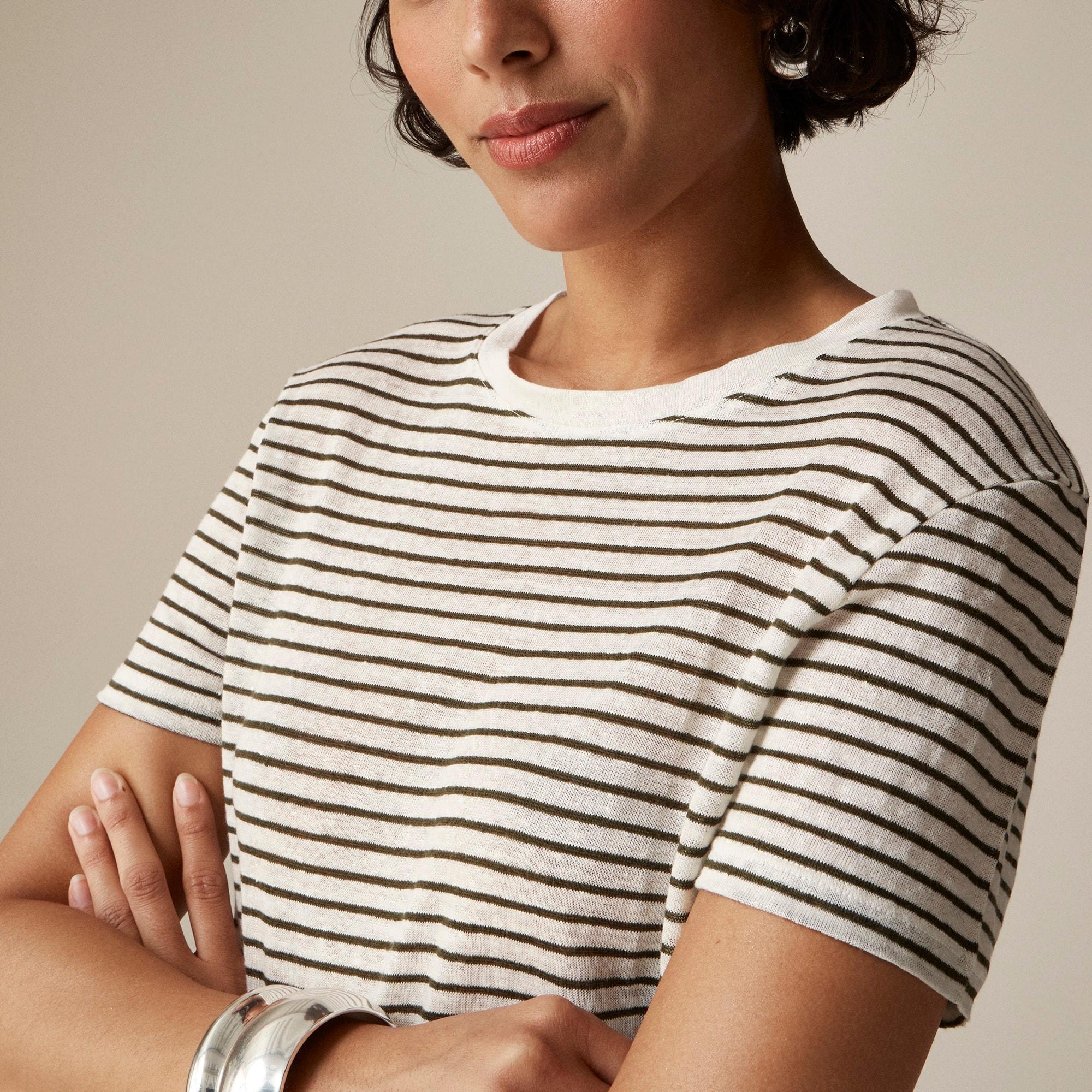 Relaxed linen T-shirt in stripe Product Image