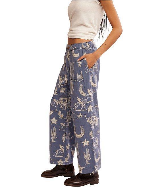 Free People Seaside Rodeo Block Printed Mid Rise Wide Leg Pants Product Image