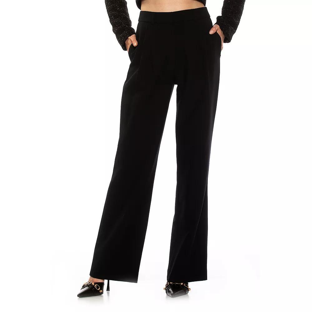 Women's ALEXIA ADMOR Ellie Wide Leg Pleated Pants, Size: 10, Ivory Product Image