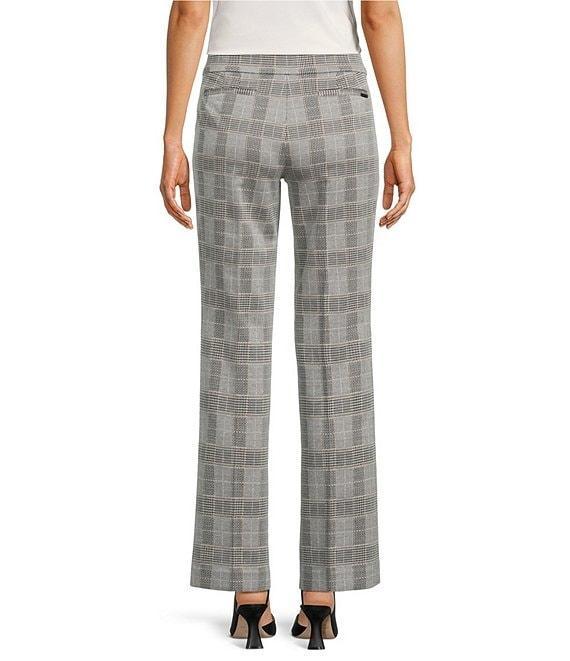 Anne Klein Plaid Mid Waist Straight Leg Pull-On Pants Product Image