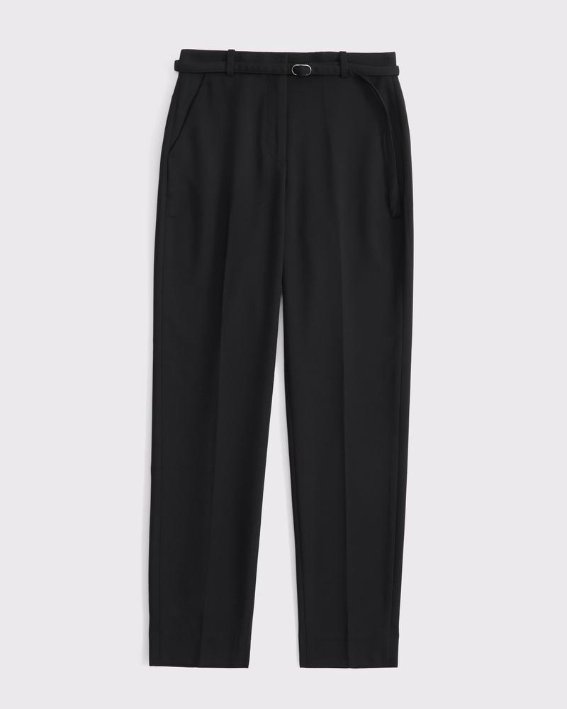 High Rise Belted Ankle Straight Pant Product Image