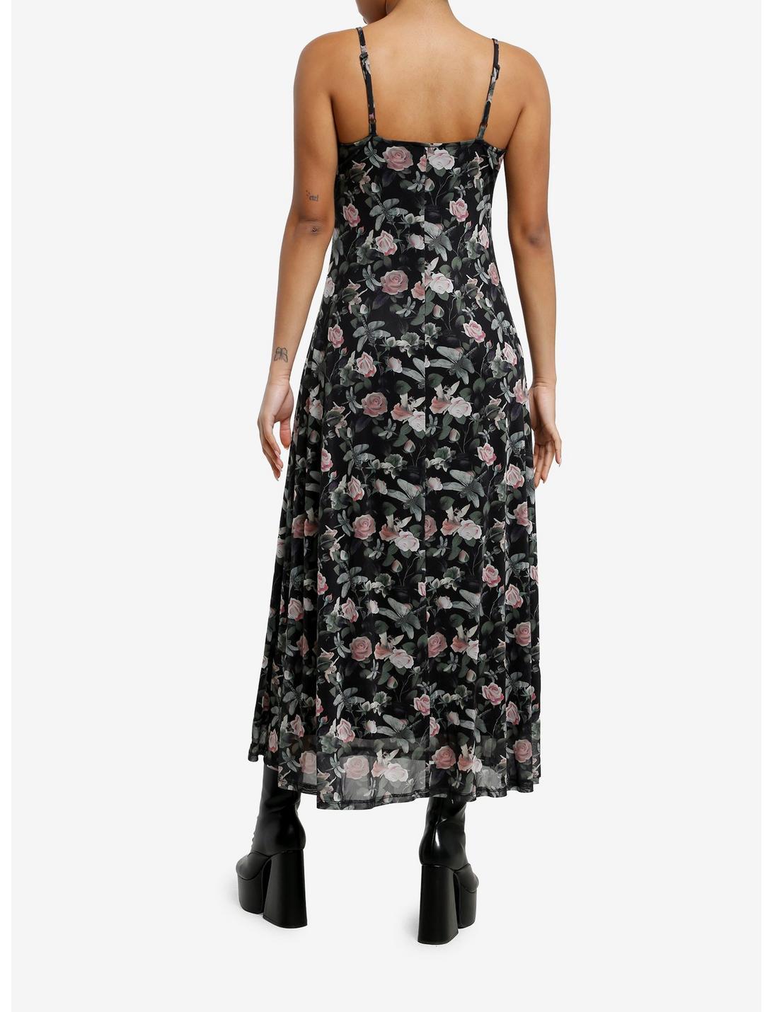 Thorn & Fable Dragonflies & Roses Mesh Maxi Dress Product Image