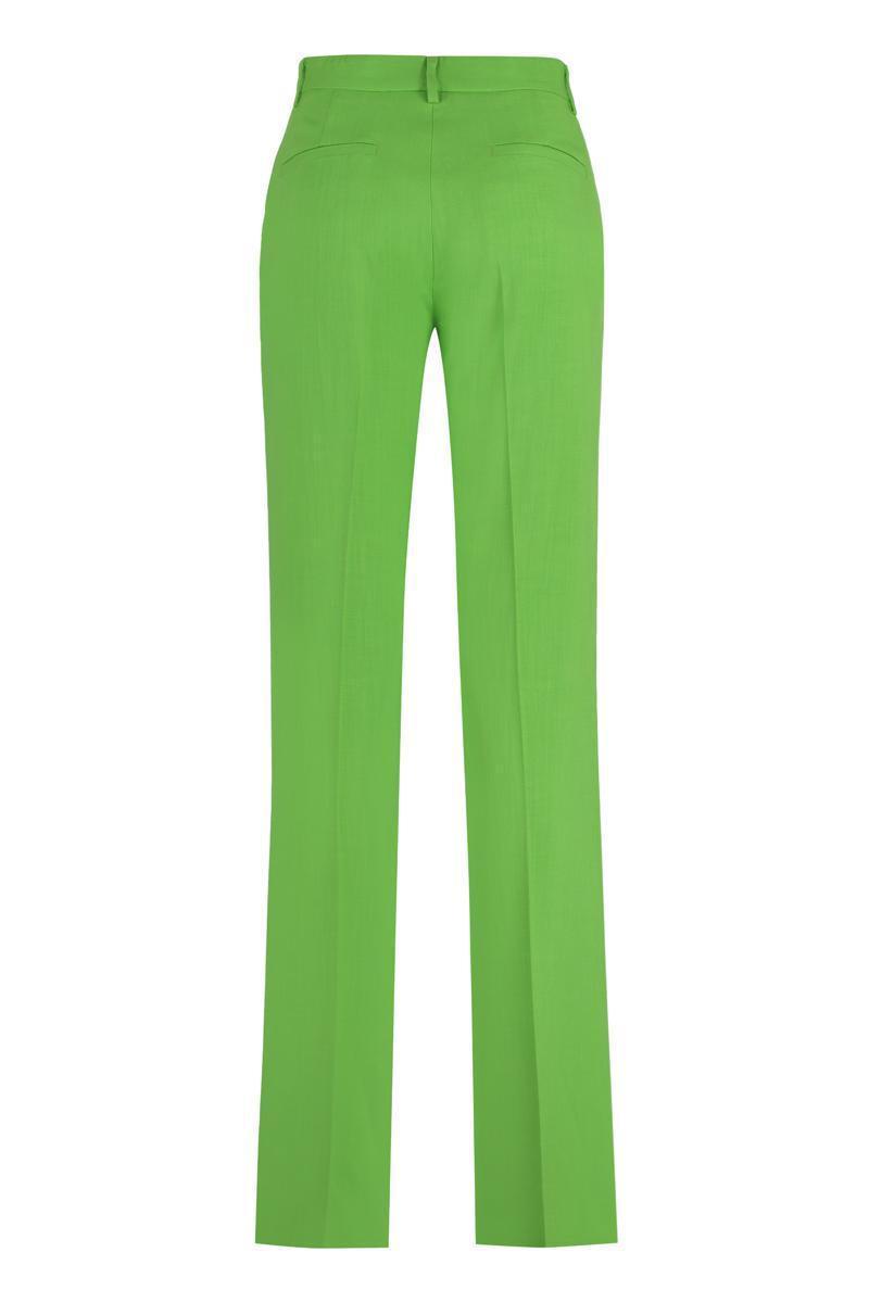 MSGM Flared Viscose Trousers In Green Product Image