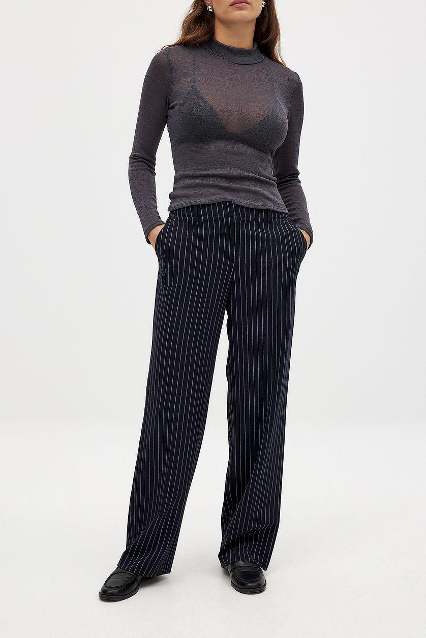 Straight Low Waist Suit Pants Product Image