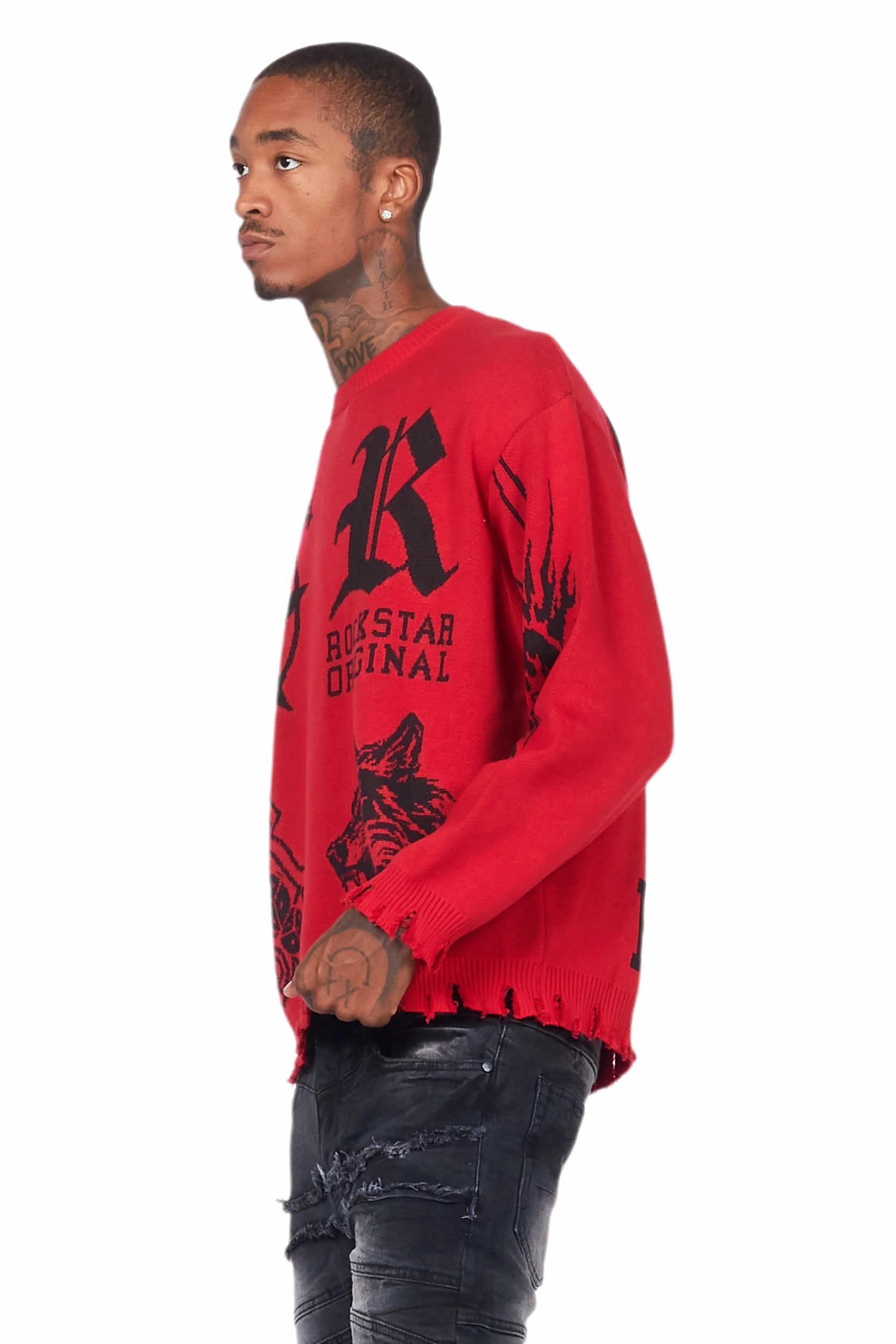 Fagan Red Knit Sweater Male Product Image