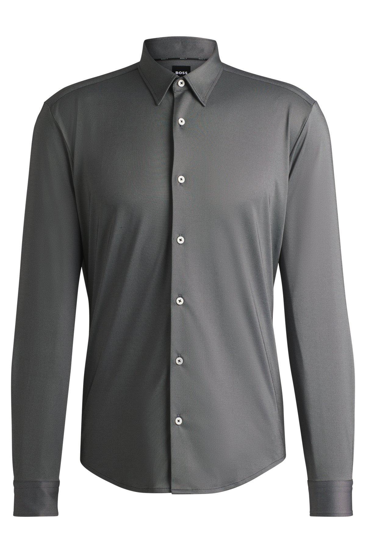 Slim-fit shirt in performance-stretch structured fabric Product Image
