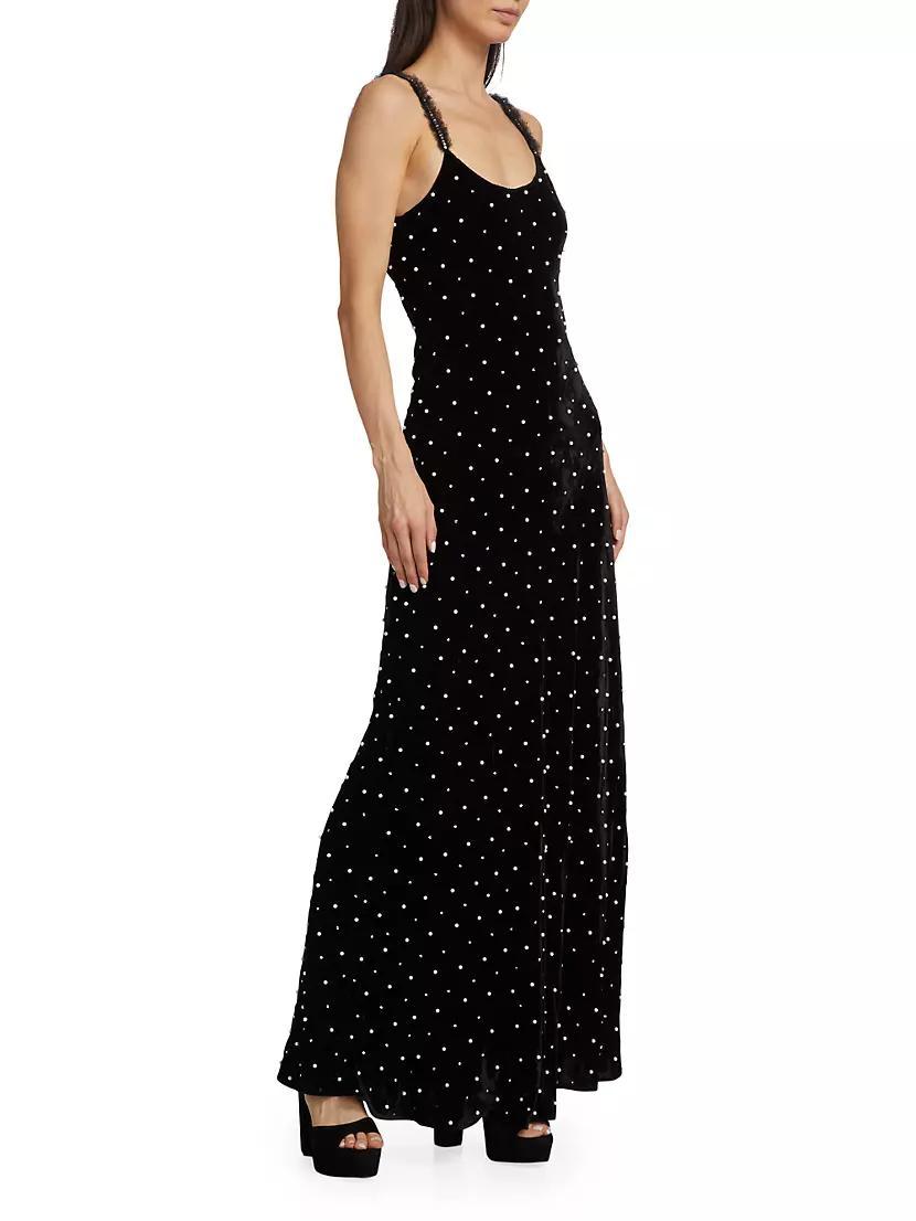 Aspen Rhinestone & Imitation Pearl Velvet Maxi Dress Product Image
