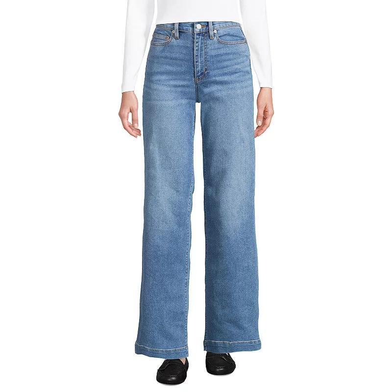 Petite Lands' End Recover High-Rise Wide-Leg Jeans, Women's, Size: 18P 28, River Rinse Product Image
