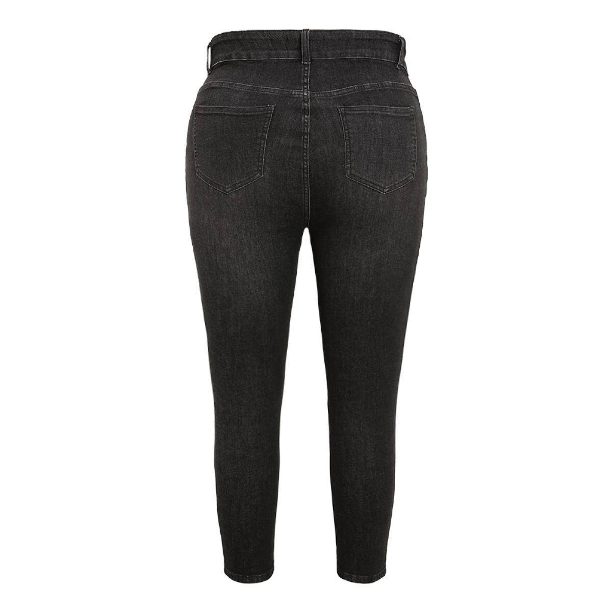 Plus Size Very Stretchy High Rise Black Wash Vintage Jeans Women Black Casual Plain High stretch Pocket Jeans BloomChic 10/M Product Image