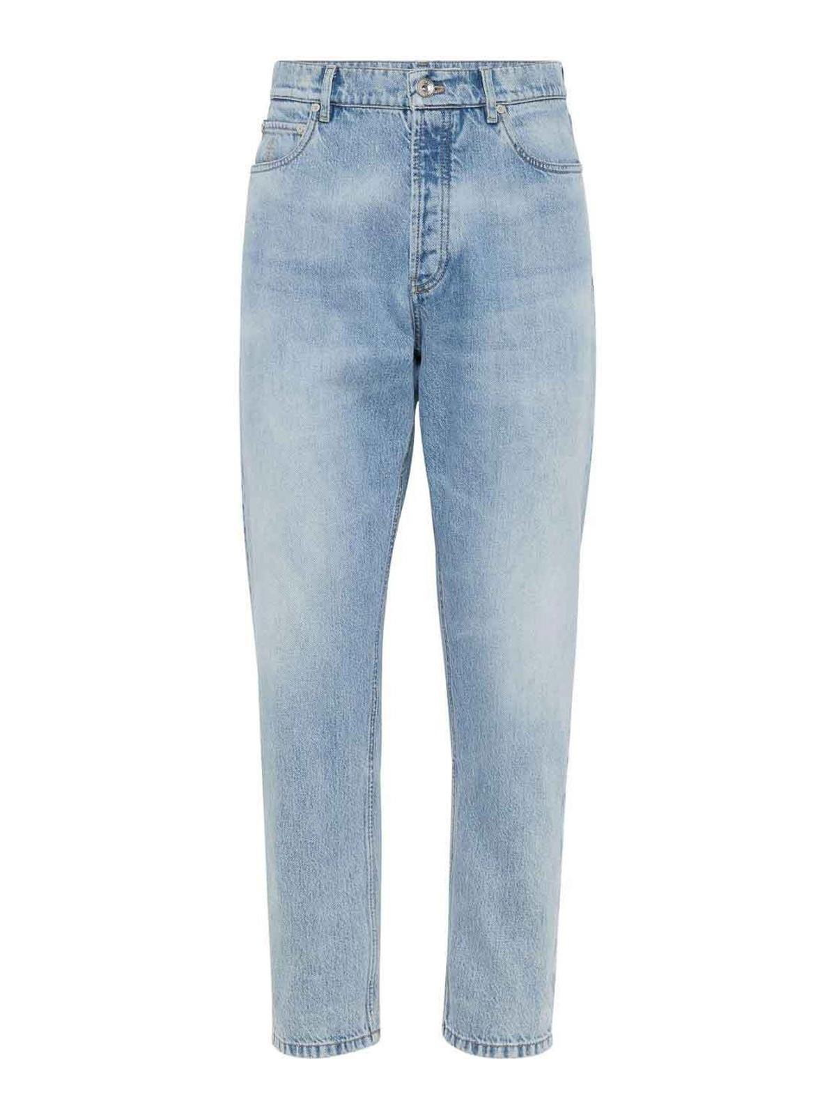 BRUNELLO CUCINELLI Cotton Straight Jeans In Light Blue Product Image
