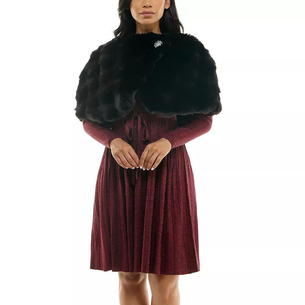 Womens Nina Leonard Faux Fur Caplet Product Image