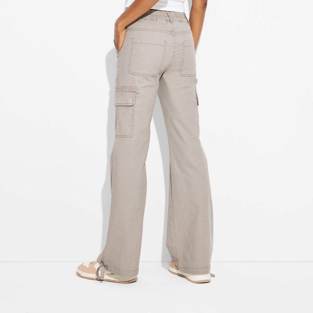 Women's Mid-Rise Flare Cargo Pants - Wild Fable™ Gray S Product Image