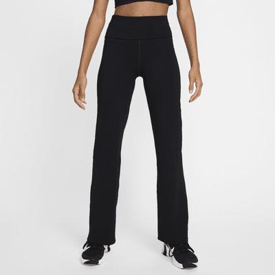 Women's Nike One High-Waisted Fold-Over Pants, Size: Large, Black Product Image